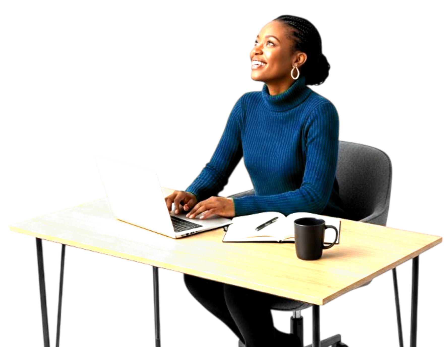 Woman working on a laptop