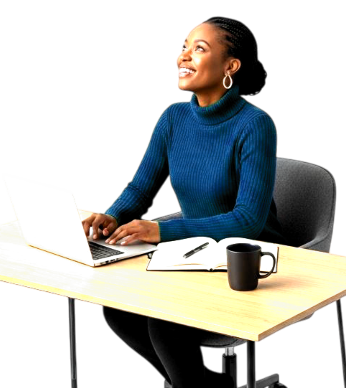 Woman working on a laptop